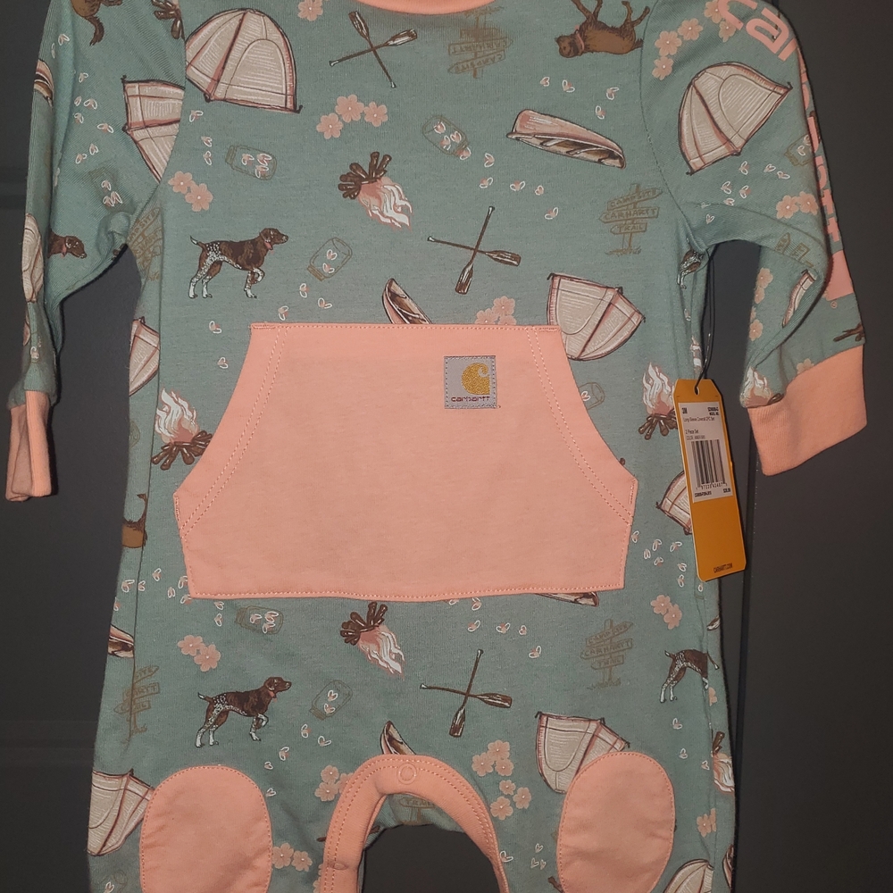 Carhartt Kids' Mint and Peach One Piece